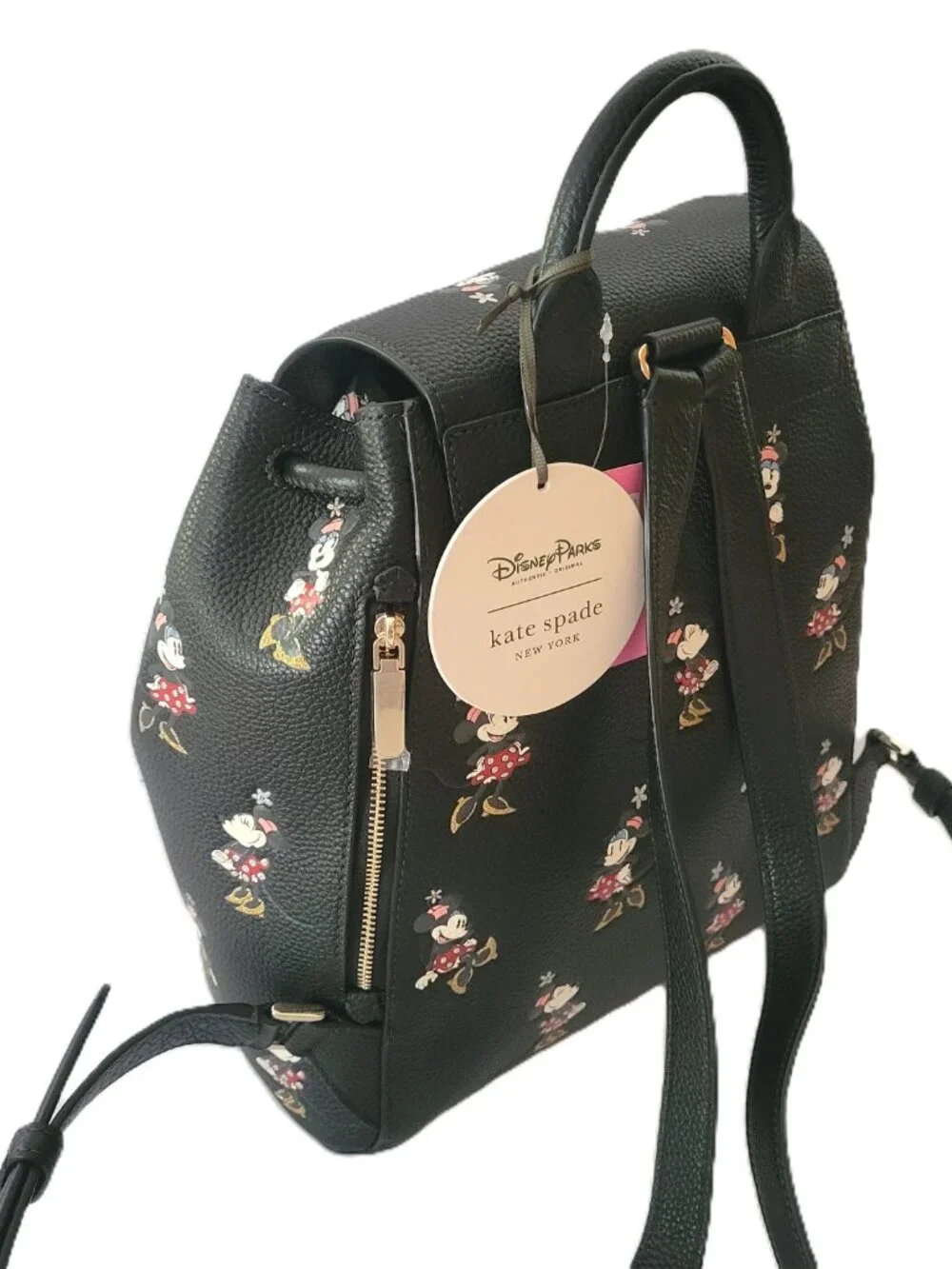 Kate Spade K9757 Sinch Disney Parks Minnie Mouse Medium Flap Backpack Black